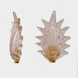 Pair of Modern Italian Murano Glass Leaf Sconces