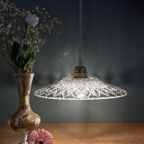 Suspension abat-jour vintage en verre moulé - collection vaisselle -