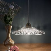 Suspension abat-jour vintage en verre moulé - collection vaisselle -