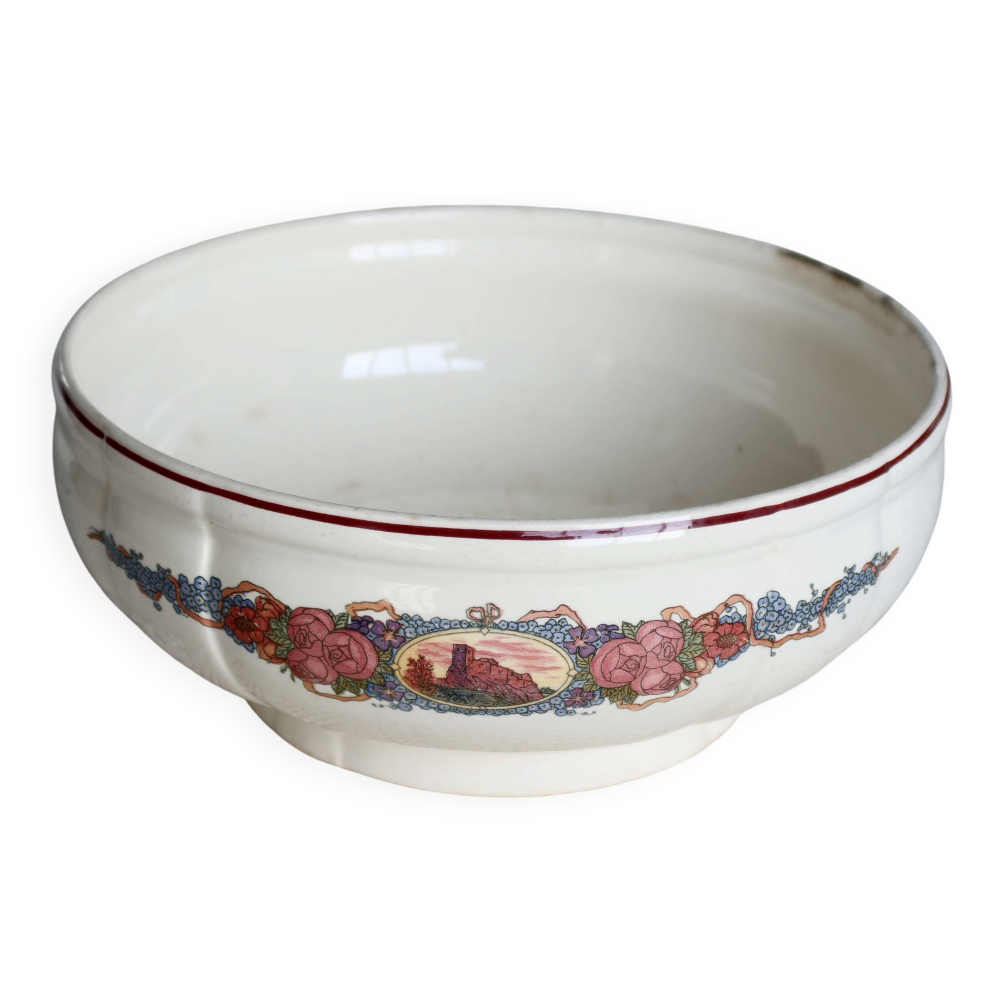 Vintage salad bowl in Sarreguemines earthenware - Obernai pattern