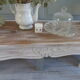 Louis XV style console in pearl gray patinated oak, patinated inlaid top.