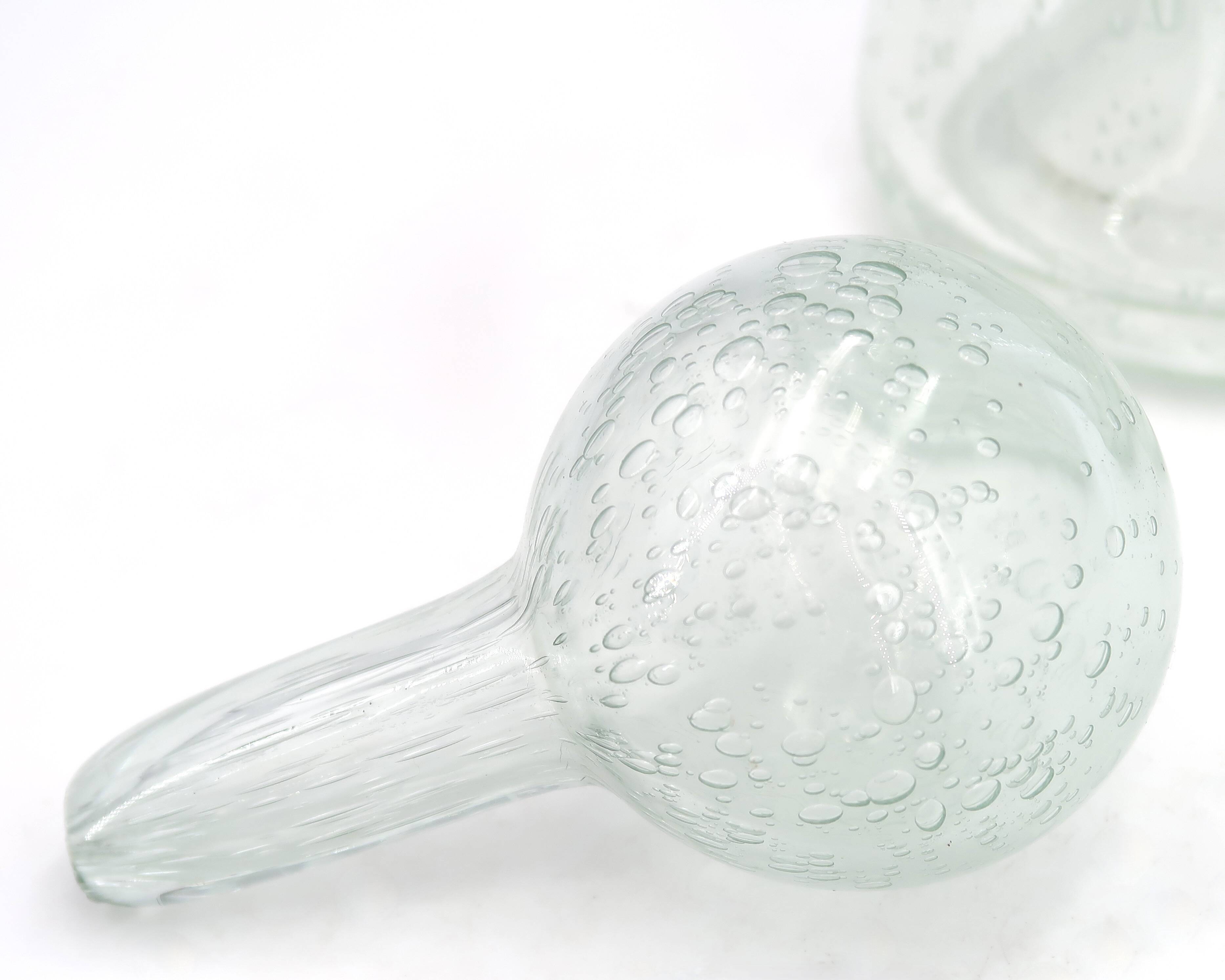 Clear bubbled glass carafe bottle from Biot, 1970s