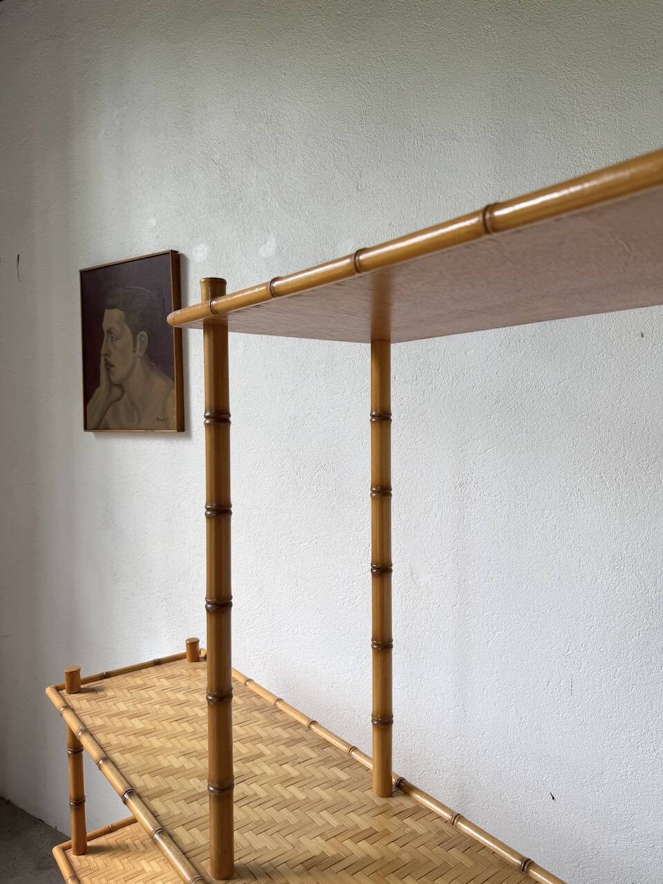 Large rattan shelf 1960