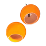 Paire de suspensions orange en verre opaline 70’s