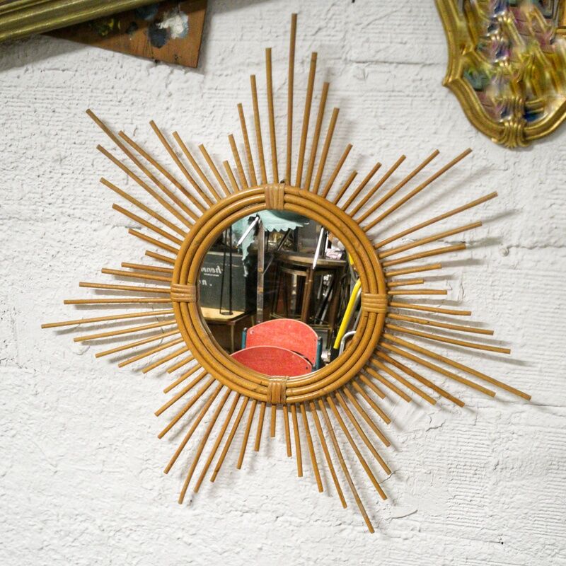 Rattan sun mirror