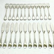 Christofle – 12-piece silver-plated fish cutlery set, Marly model