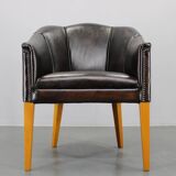Vintage Leather Armchair, Czechoslovakia