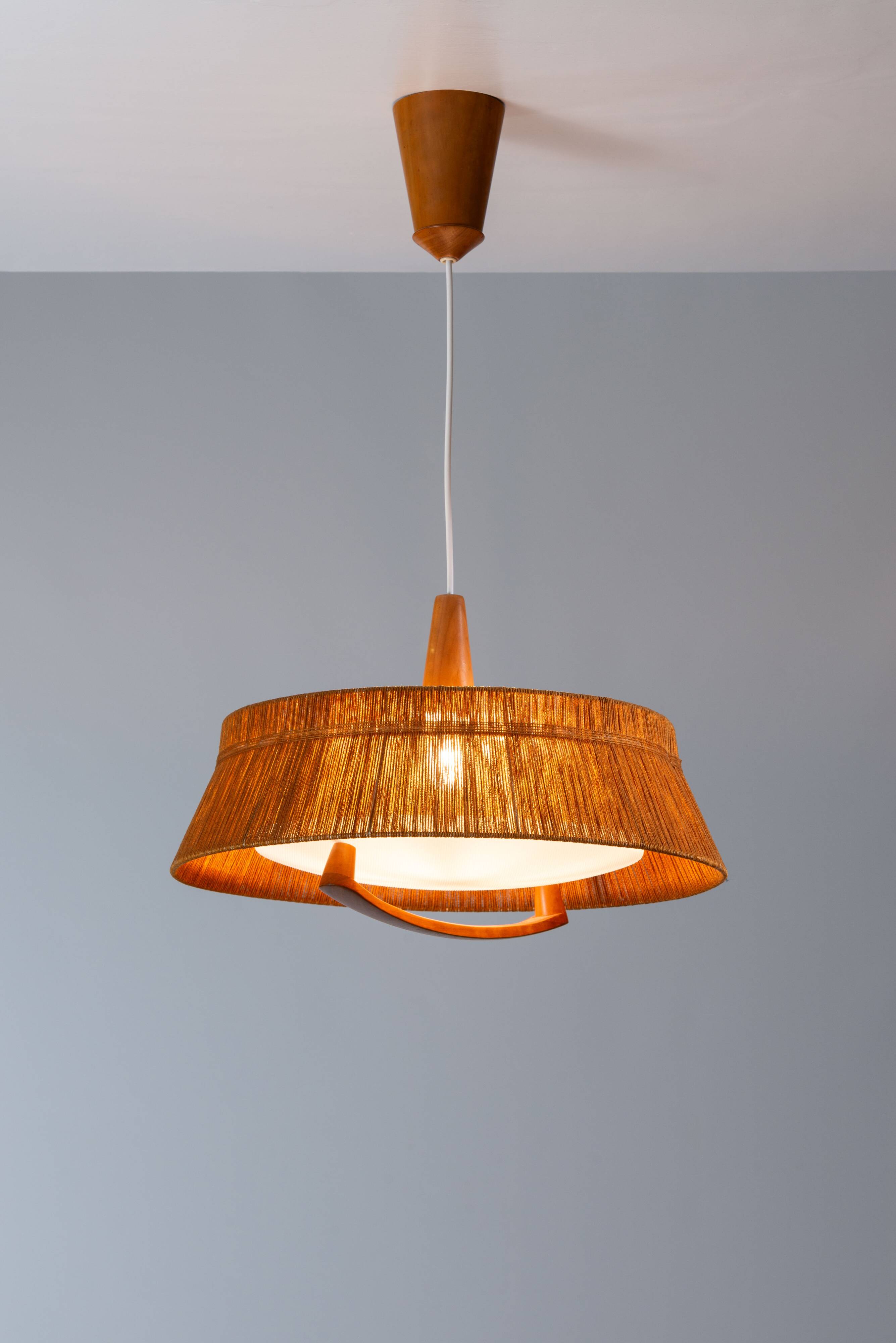 Temde teak and sisal pendant