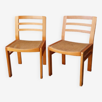 Pair of 80s cane chairs