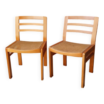 Pair of 80s cane chairs