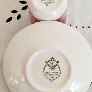 Vintage red earthenware coffee set, Swiss Landscape, Italy