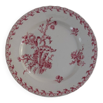 Plat en porcelaine opaque de Gien service Chardons