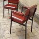 Pair of vintage armchairs year 60 imitation leather burgundy