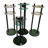 Four postmodernist green marble candlesticks