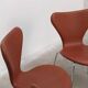 'Series 7' chairs in cognac leather by Arne Jacobsen for Fritz Hansen, 1955