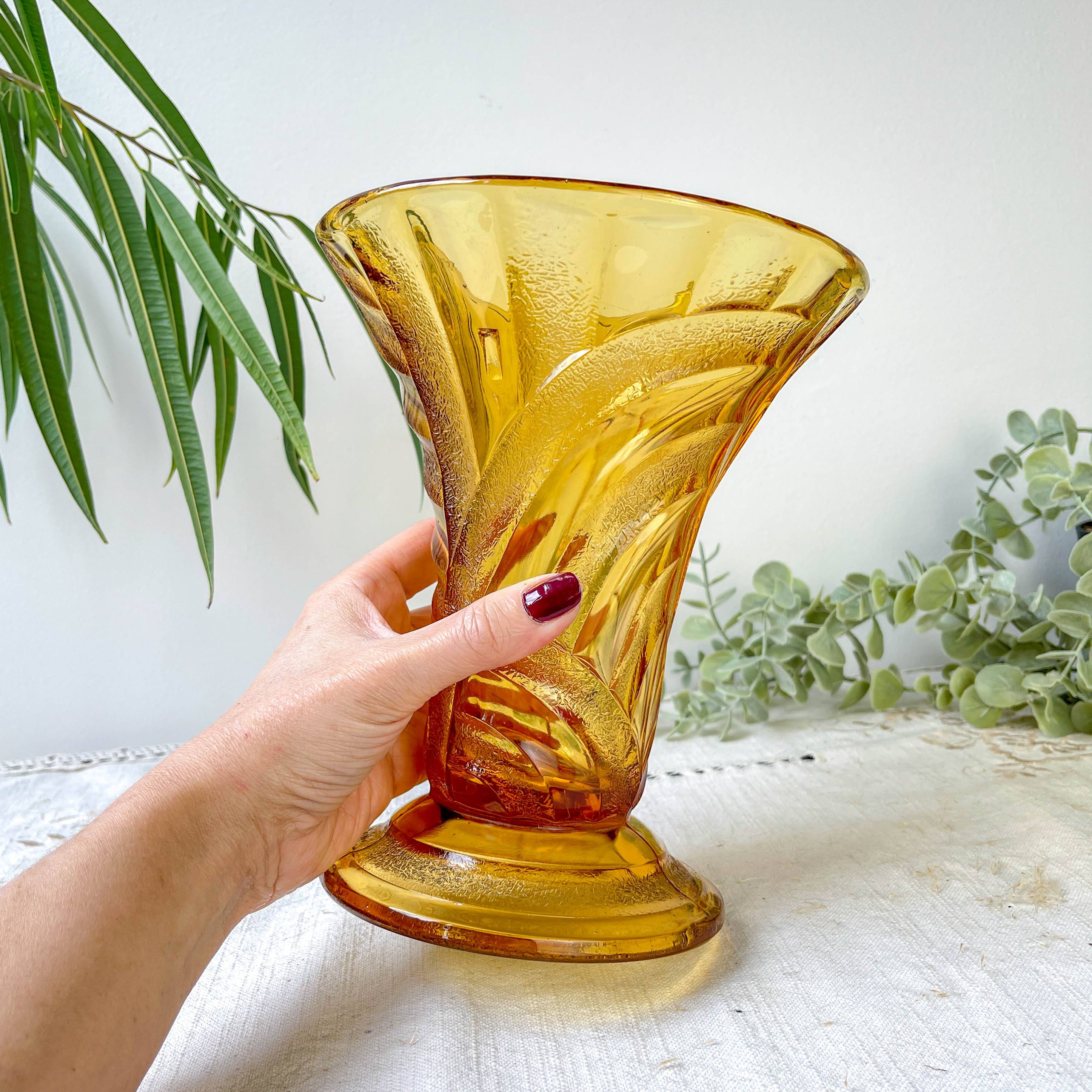 Vintage amber glass vase