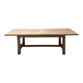 Large solid wood farmhouse table with extension.