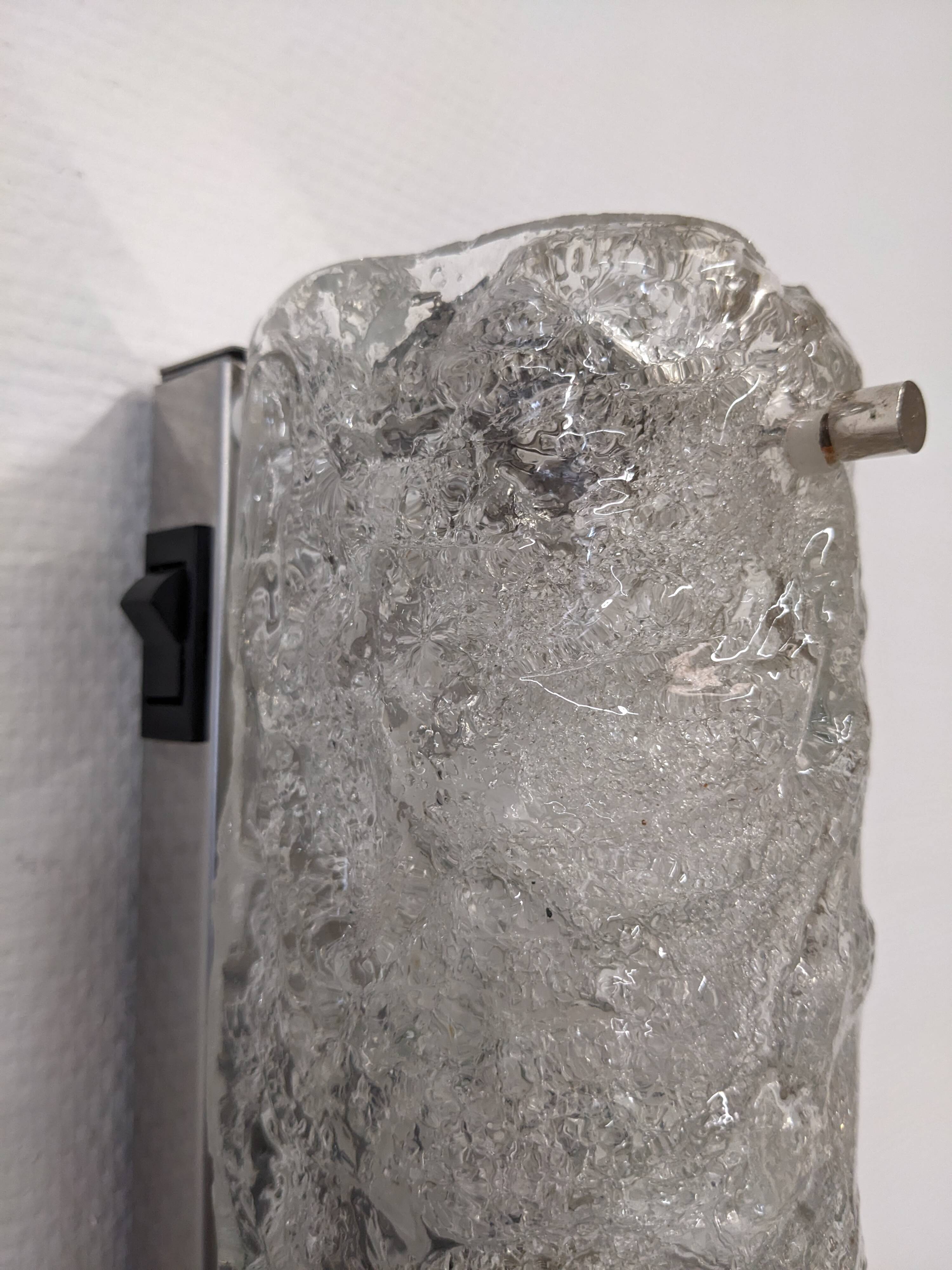 XL Murano glass wall sconce by Hillebrand Leuchten, Germany circa 1960.