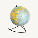 Vintage world map globe circa 1950