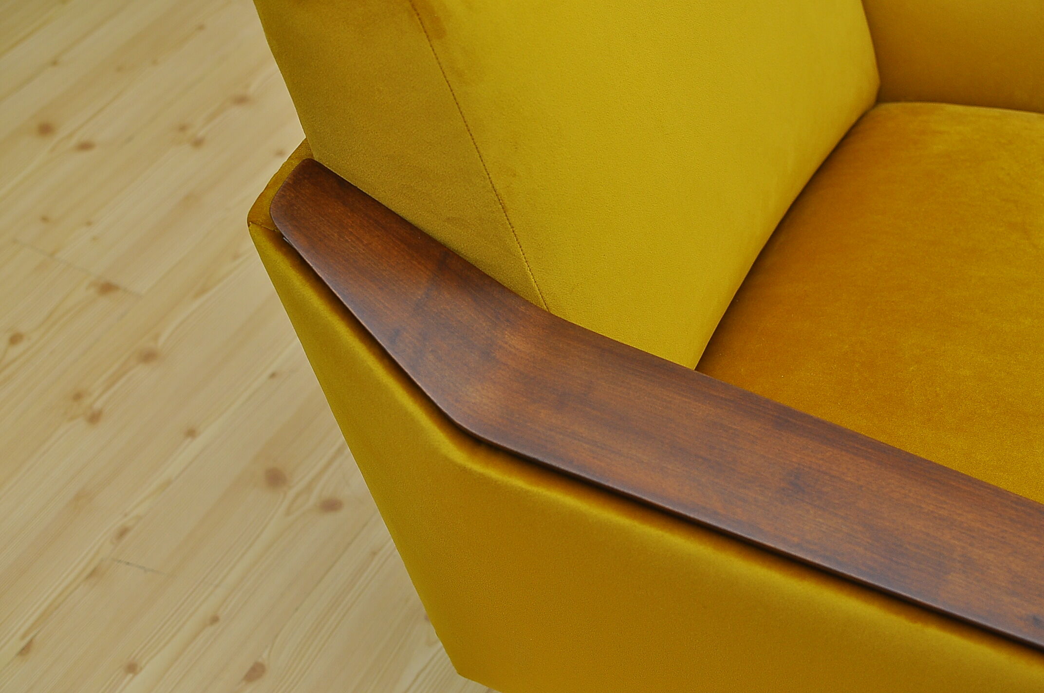 Yellow velvet armchair, 1960s