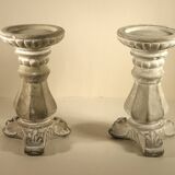 Pair of cement candlesticks