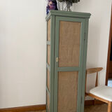 Small green cupboard celadon and jute