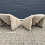 2x Artifort Groovy F598 Pierre Paulin, Pierre Frey: Chenille Igor (Sable)