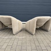 2x Artifort Groovy F598 Pierre Paulin, Pierre Frey: Chenille Igor (Sable)