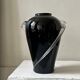Large mouth-blown glass vase (black amethyst)