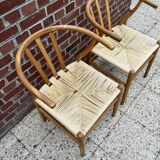 2 Scandinavian design chairs rope and teak