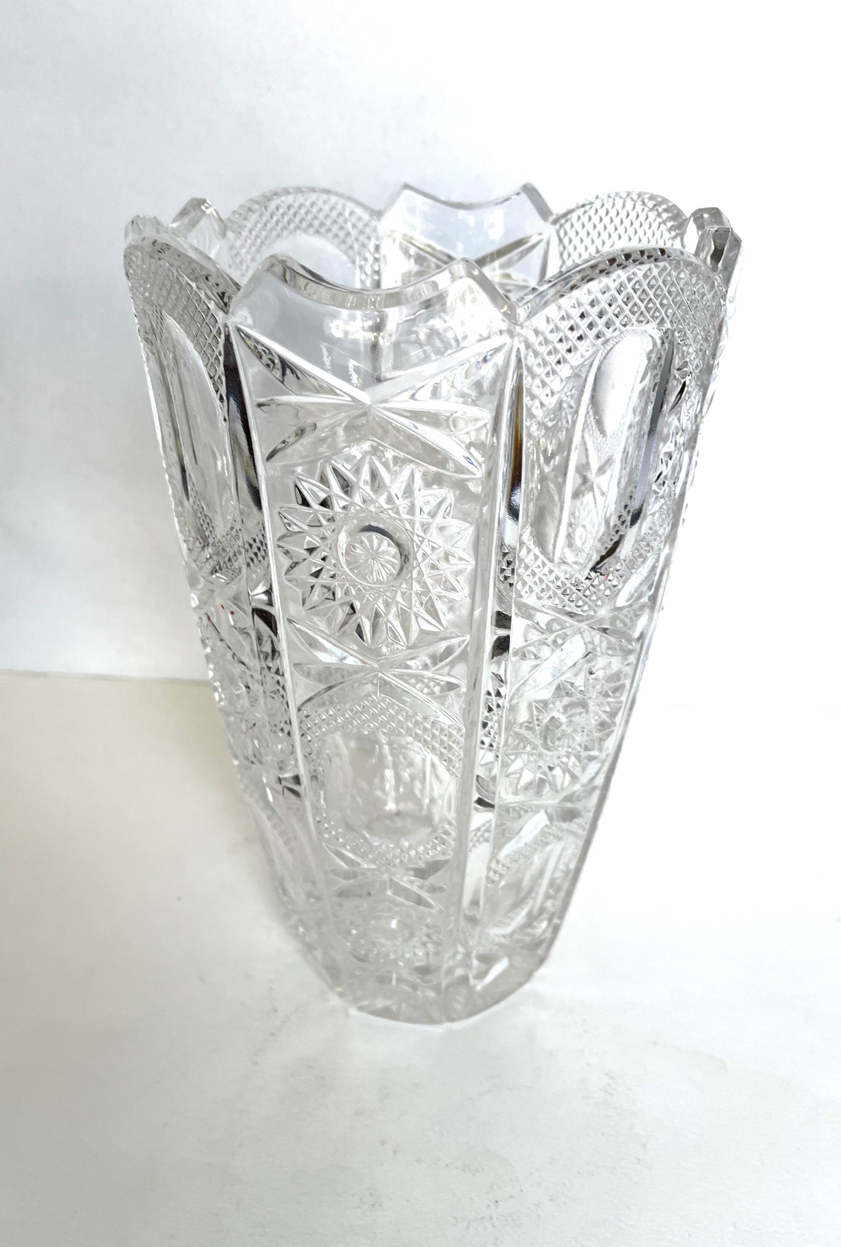 Carved crystal vase