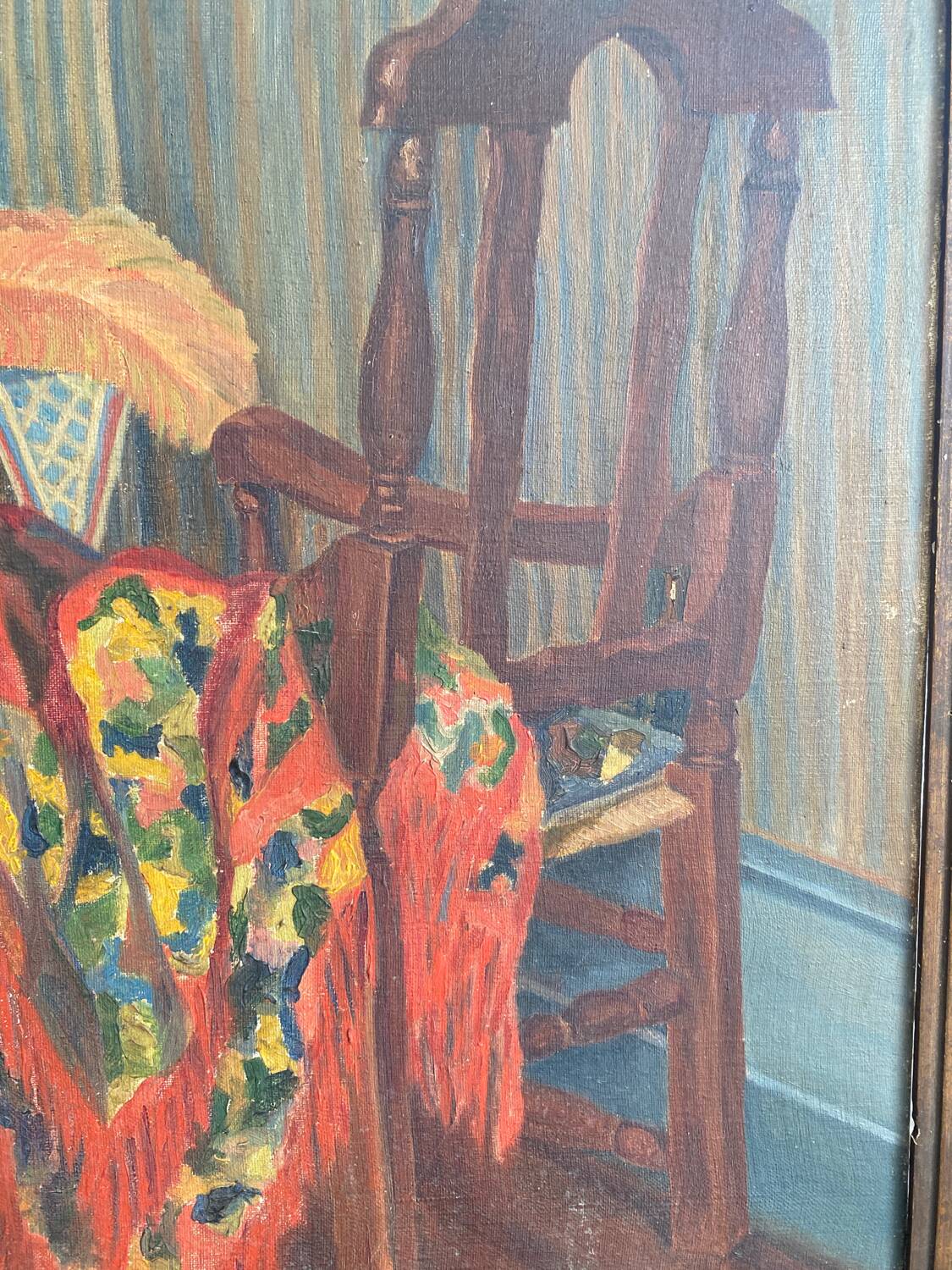 Oil on canvas inside the shawl