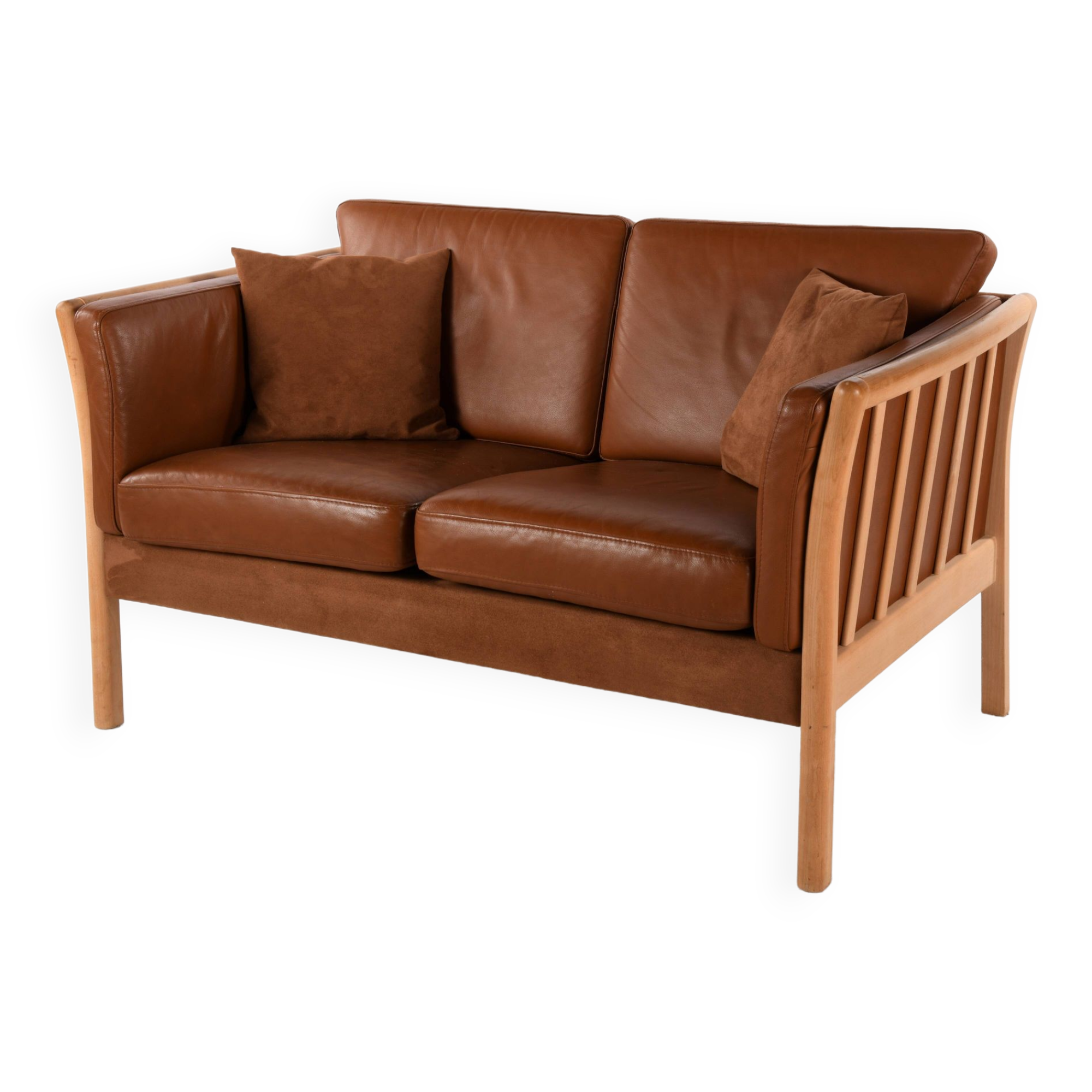 Scandinavian 2-seater leather sofa