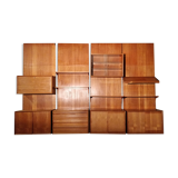 Library modular wall shelf in teak
