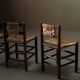Handcrafted chairs in solid pine and woven straw – France, circa 1950