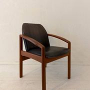 Mid-century modern chair in teak and black leather, Germany, 1960s