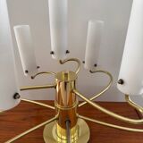 Brass and opaline glass suspension "Hillebrand" 1960