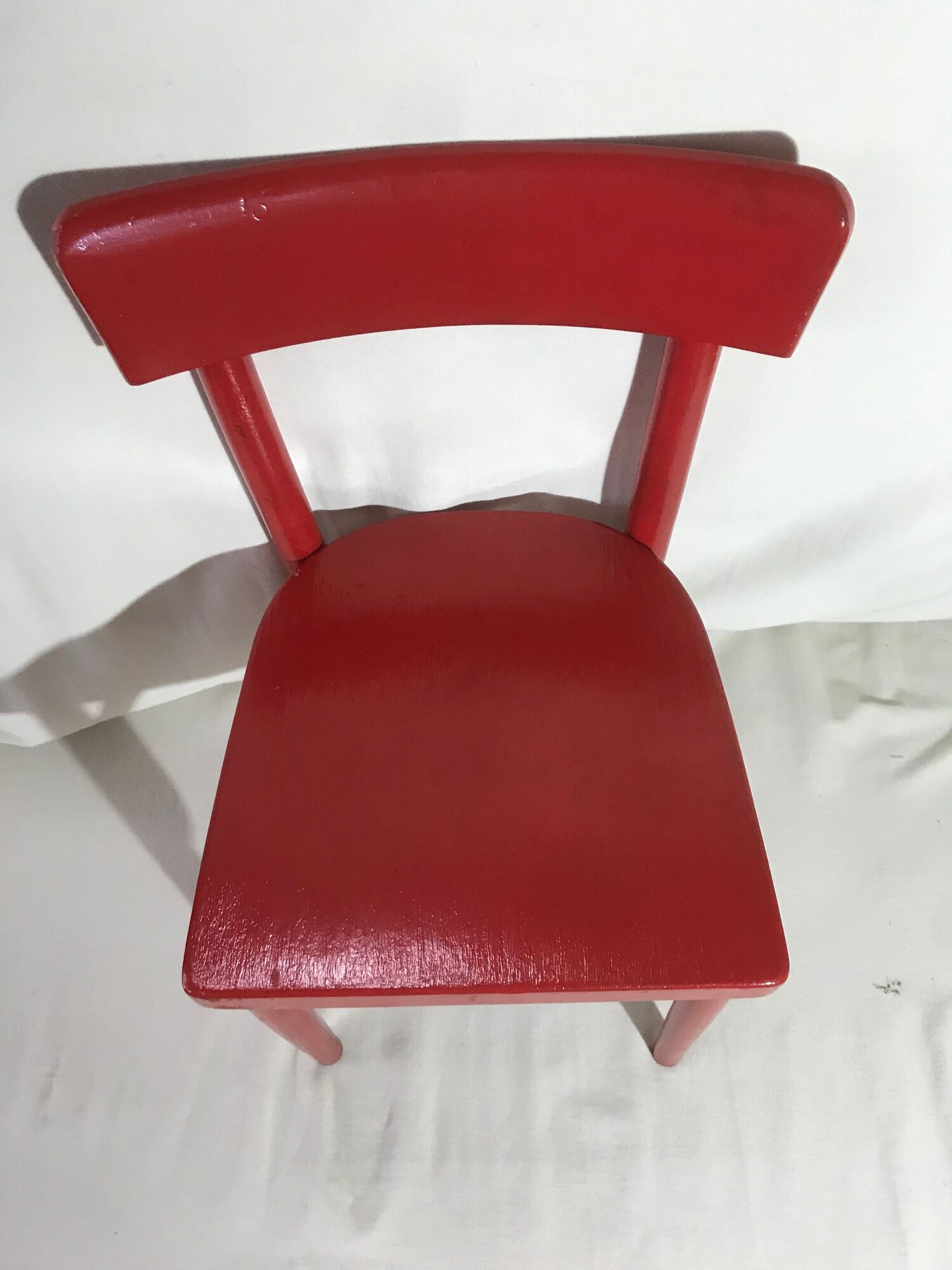 Paire de chaise ancienne Baumann bois rouge assise enfants vintage