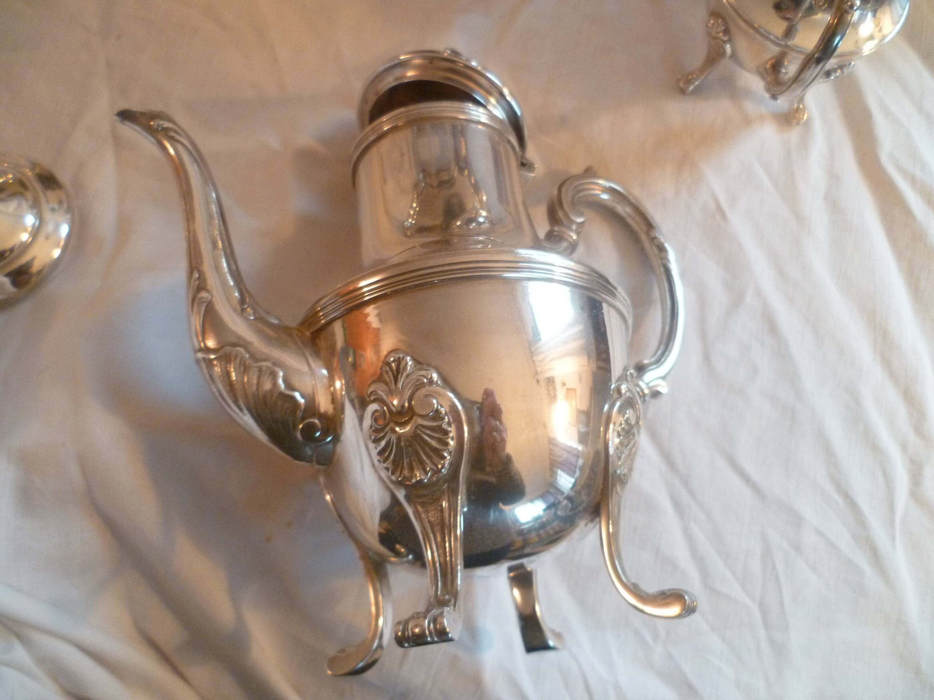 Service a cafe/the 5 pieces met.argente quadripode styl louis xv