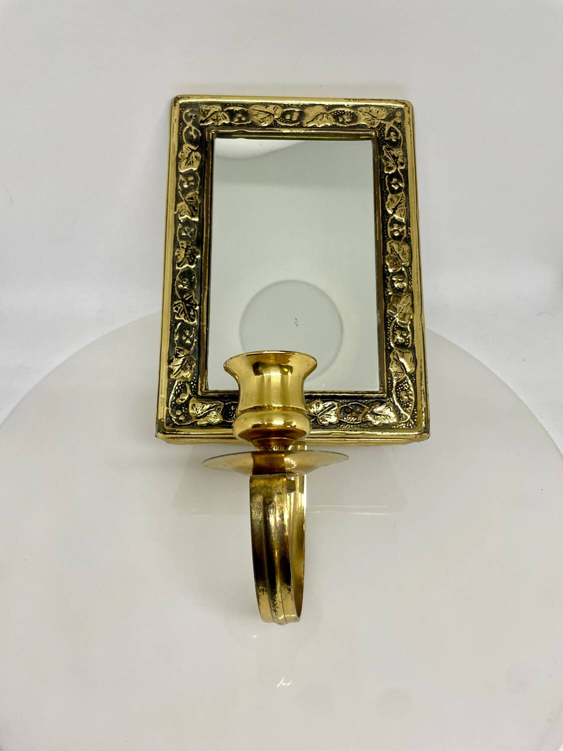 Vintage  Brass Wall mirrored Candle Sconce