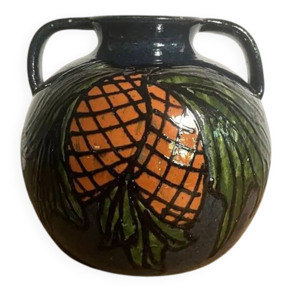Vase boule terre cuite vernissée
