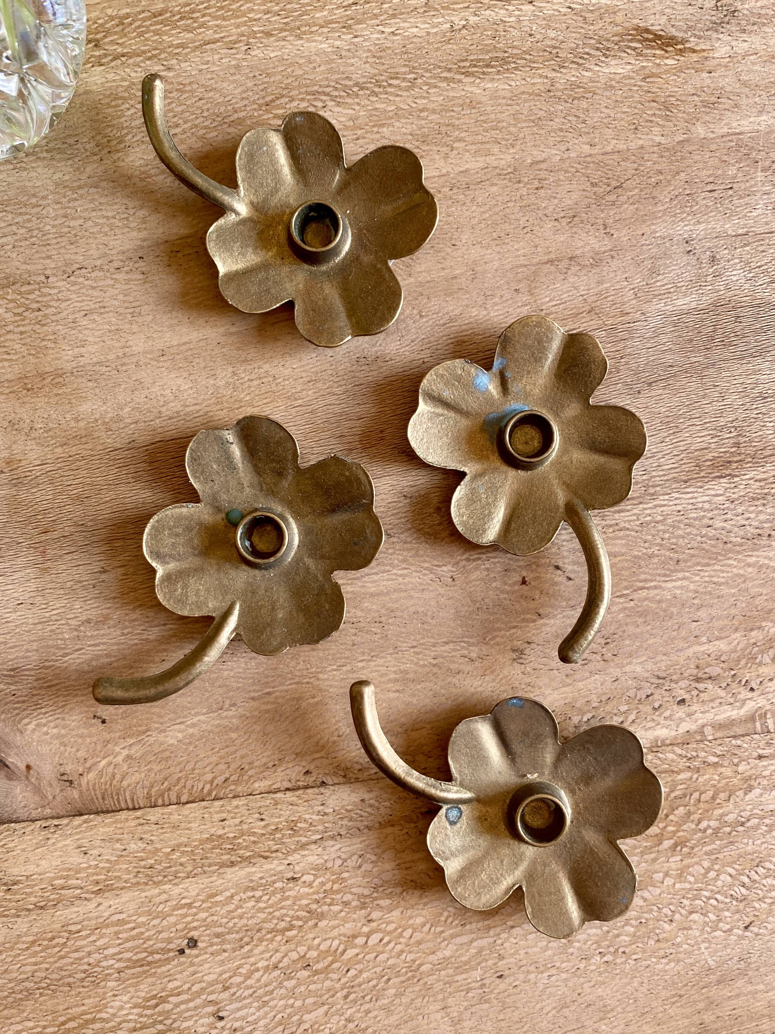 Set of 4 small vintage brass candlesticks/candle holders