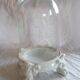 Glass deco globe and base legs of white ceramic lion j.p.l paris