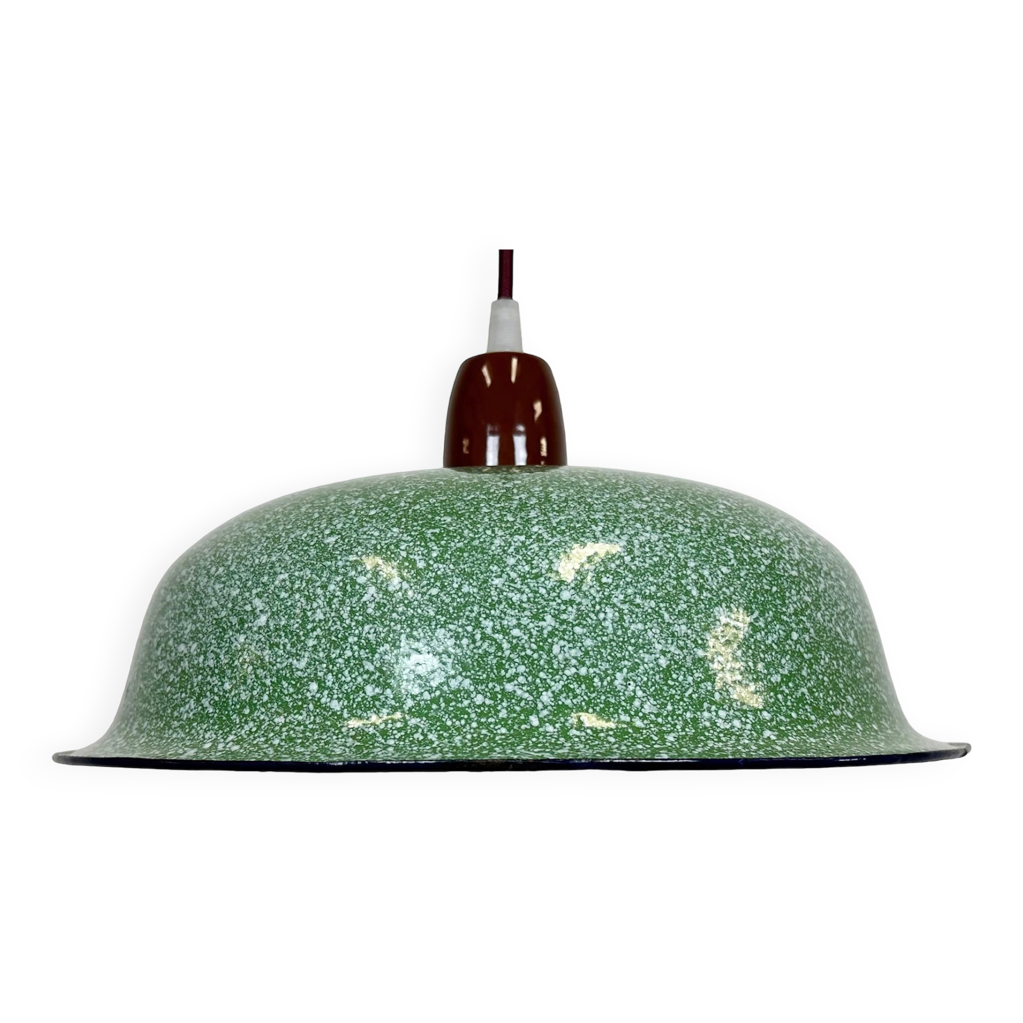 Industrial Factory Green Enamel Ceiling Lamp , 1960s