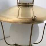 Elegant Vintage Brass and Encased Glass Lantern Table Lamp, Italy