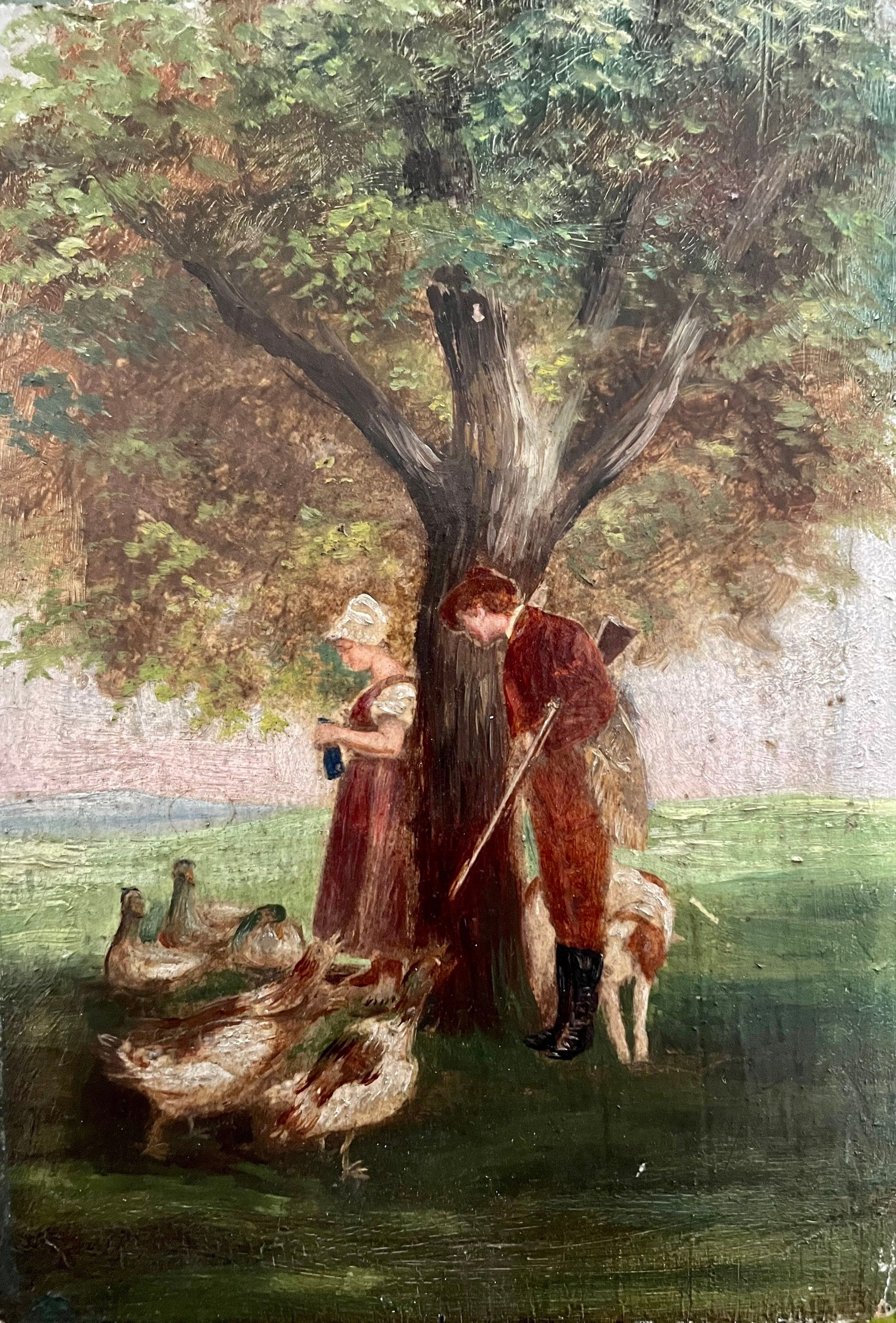French Farm Scene Oil Painting