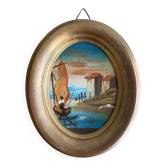 Mini painting, framed oil