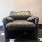Vico magistretti, Maralunga for Cassina, in Leather with Footrest