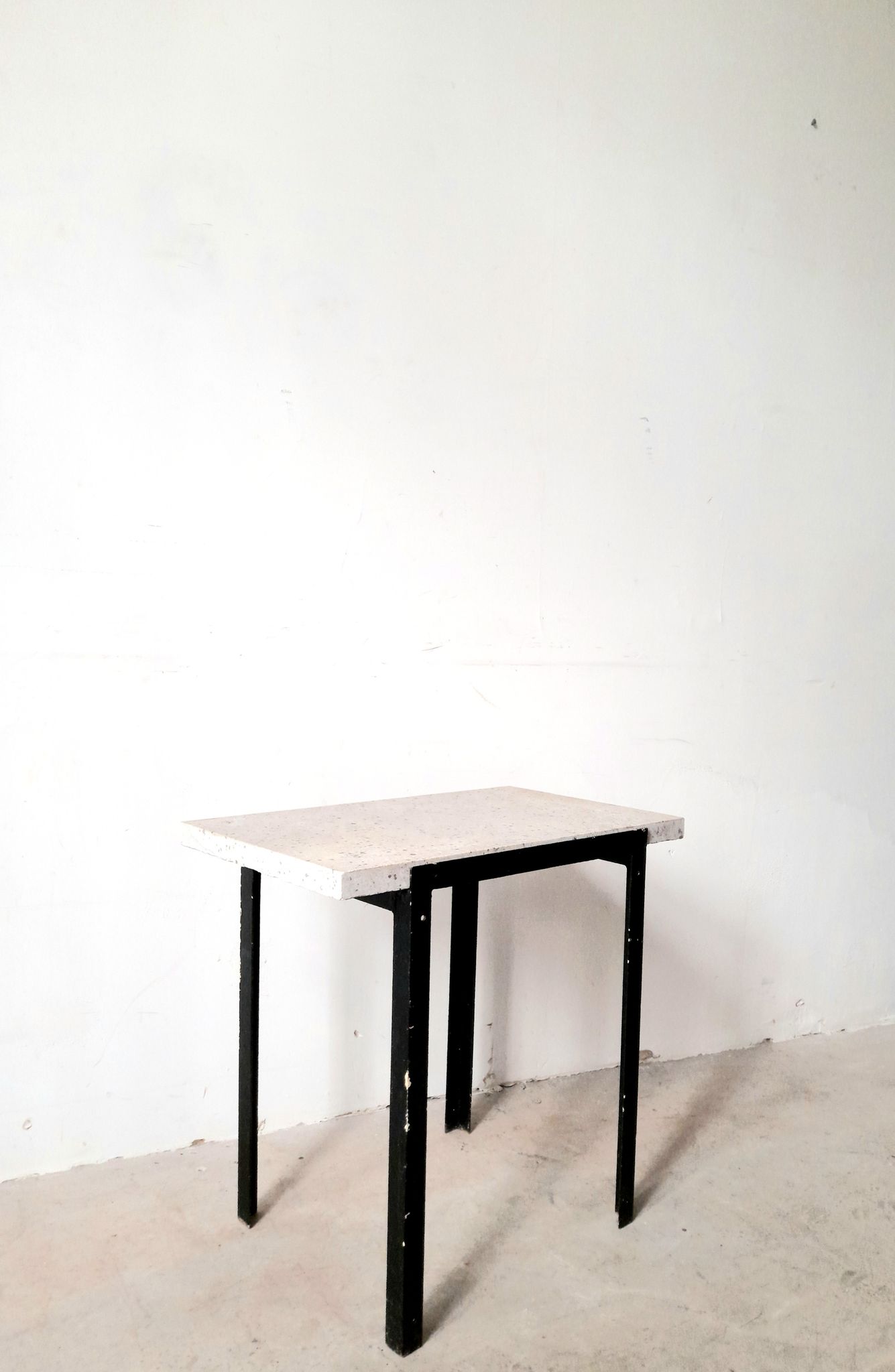 Side console table - Steel and marble - Vintage of the 50s