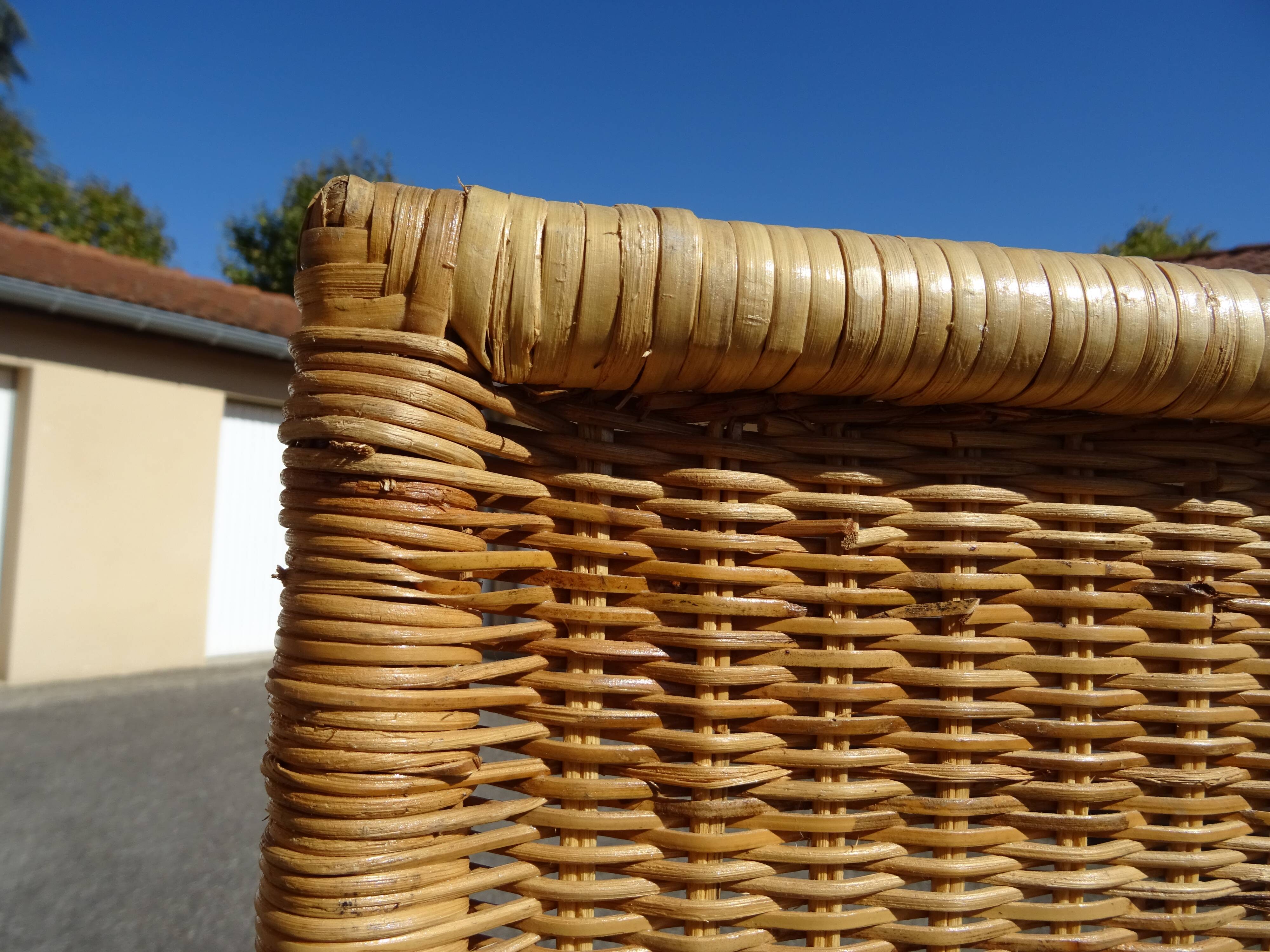 Vintage rattan and bamboo basketry screen